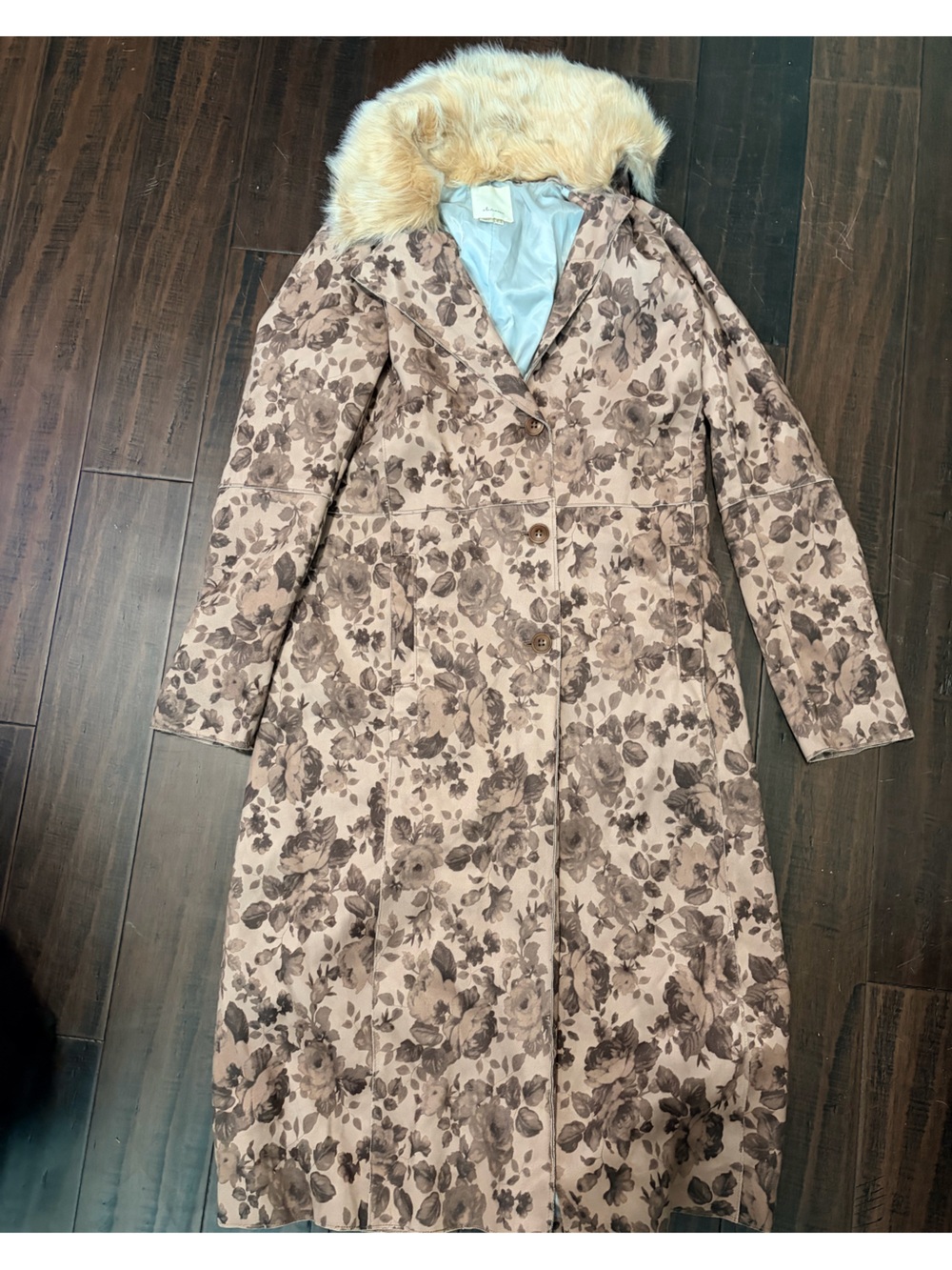 elevenses Faux Fur Trim Coat in tan and Beige - Picture 2 of 5